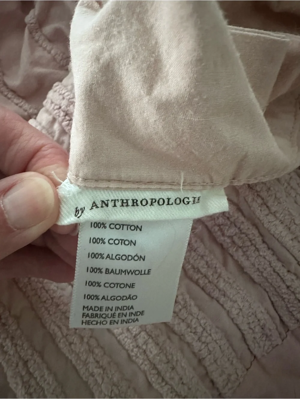 Anthropologie Blush Pink Quilted Duvet Cover with 2 King Shams